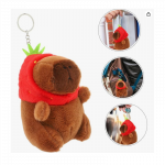 Mielas pūkuotas raktų pakabukas - kapibara su bra&scaron;kės skarele