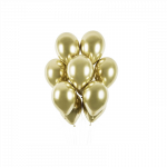 Lateksinis chromuotas balionas su heliu, aukso spalvos - 30cm, 1vnt.