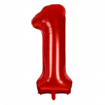 Folinis balionas su heliu, skaičius 1 - 110 cm, raudonas