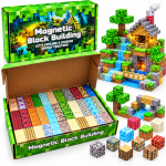 Minecraft stiliaus magnetinis blokelių - kaladėlių rinkinys - 300 vnt.