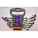 Vartomų raktų su terk&scaron;le komplektas 6d., 8-19mm, Cr-V