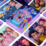 K-pop Demon Hunters kolekcinės kortelės + lipdukai, 96vnt.