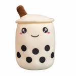 Mielas pliu&scaron;inis žaislas / pagalvė Boba Bubble Tea, balta