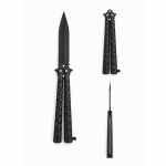 Butterfly treniruočių tipo peilis su a&scaron;tria geležte - Black, 22cm