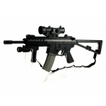 Pasunkintas Airsoft automatas su reguliuojama optika ir prožektoriumi