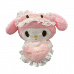 Pliu&scaron;inė lėlė Kuromi su &scaron;irdele- My Melody anime veikėja - rožinė, 30cm