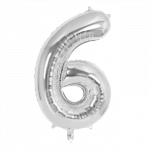 Folinis balionas su heliu, skaičius 6 - 100 cm, sidabrinis