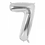 Folinis balionas su heliu, skaičius 7 - 100 cm, sidabrinis