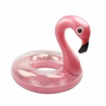 Pripučiamas guminis plaukimo ratas - flamingas, rožinis su blizgučiais