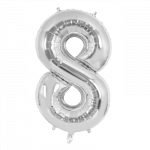 Folinis balionas su heliu, skaičius 8 - 100 cm, sidabrinis