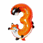 Folinis balionas su heliu, skaičius 3 - 100 cm, lapė