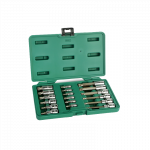 1/ 4" + 1/ 2" Galvučių su antgaliais rinkinys (SPLINE) 18vnt.