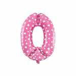 Folinis balionas skaičius 0 - 40cm, rožinis su &scaron;irdelėmis (be helio)