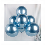 Lateksinis chromuotas balionas su heliu, mėlynas - 30cm, 1vnt.