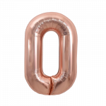 Folinis balionas su heliu, skaičius 0 - 90 cm, rose gold
