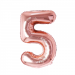 Folinis balionas su heliu, skaičius 5 - 90 cm, rose gold