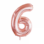 Folinis balionas su heliu, skaičius 6 - 90 cm, rose gold