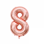 Folinis balionas su heliu, skaičius 8 - 90 cm, rose gold