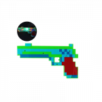 Minecraft stiliaus pistoletas, &scaron;viečia ir skleidžia garsus - žalias