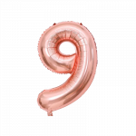 Folinis balionas su heliu, skaičius 9 - 90 cm, rose gold