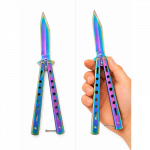Treniruočių peilis Butterfly be a&scaron;menų 22cm - slim neon mirage