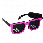 &Scaron;viečiantys LED Minecraft stiliaus pixel akiniai - rožiniai, 3 rėžimai