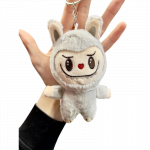 NAUJIENA! Pliu&scaron;inis Labubu monsters pakabukas - pilkas