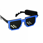 &Scaron;viečiantys LED Minecraft stiliaus pixel akiniai - mėlyni, 3 rėžimai
