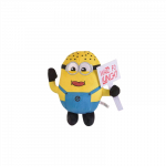 Mink&scaron;tas pliu&scaron;inis žaislas Pakalikas / Minionas su lentele &bdquo;Watz Fo Lunch!? su prisiurbtuku