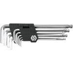 &Scaron;e&scaron;iakampių raktų rinkinys HEX, su &scaron;arnyru, 1.5-10mm, 9vnt