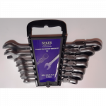 Vartomų raktų su terk&scaron;le komplektas 7d., 8-19mm, Cr-V