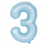 Folinis balionas su heliu, skaičius 3 - 100 cm, mėlynas