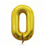 Folinis balionas su heliu, skaičius 0 - 80cm, auksinis