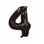 Folinis balionas su heliu, skaičius 4 - 90 cm, juodas