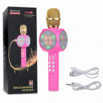 Karaoke bluetooth mikrofonas su LED ap&scaron;vietimu - rožinis