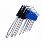 &Scaron;e&scaron;iakampių raktų rinkinys HEX, su &scaron;arnyru, 1.5-10mm, 9vnt