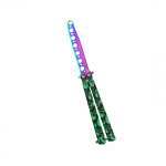 Treniruočių peilis Butterfly be a&scaron;menų 22cm - Rainbow green skull
