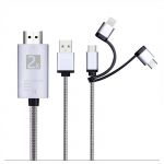 3 in 1 kabelis HDMI į TYPE C / lightning / microUSB - android- Iphone