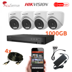 4 lauko/vidaus kupolinių vaizdo kamerų komplektas Hikvision HIK-3K, 5 MP rai&scaron;ka, AI, Hybrid Light