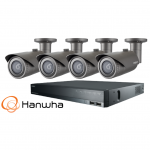 4 lauko/vidaus kamerų stebėjimo sistema &ndash; 4 MP Hanwha Techwin QNO-7012R ir  XRN-820S