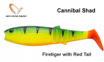 Guminukas Savage Gear Cannibal Firetiger su raudona uodega 8 cm