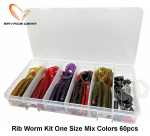 Masalų rinkinys Savage Rib Worm Kit One Size Mix Colors 60pcs BLT i&scaron;siuntimas 1-3 d.