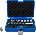 Kiauryminių galvučių rinkinys su terk&scaron;le | 19 mm | Gear Lock | 10 - 24 mm | 17 vnt (74712)