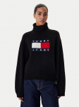 Tommy Jeans Golfas Flag DW0DW22108 Juoda Relaxed Fit