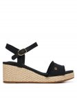 Tommy Hilfiger Basutės Mid Woven Wedge Espad Fringe FW0FW09470 Juoda