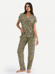 Triumph Pižama Boyfriend 10222611 Žalia Relaxed Fit