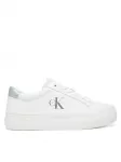 Calvin Klein Laisvalaikio batai Vulc Flatf Lth Silver Logo Tag YW0YW01877 Balta