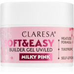 Claresa Soft&Easy Builder Gel gelis, nagų lako pagrindas nagams atspalvis Milky Pink 45 g