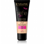 Eveline Cosmetics Selfie Time makiažo pagrindas ir maskuoklis &bdquo;Du viename&ldquo; atspalvis 01 Porcelain 30 ml