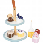 Small foot Tasty Cupcake Display Tray žaislų rinkinys i&scaron; medienos 3 y+ 13 vnt.
